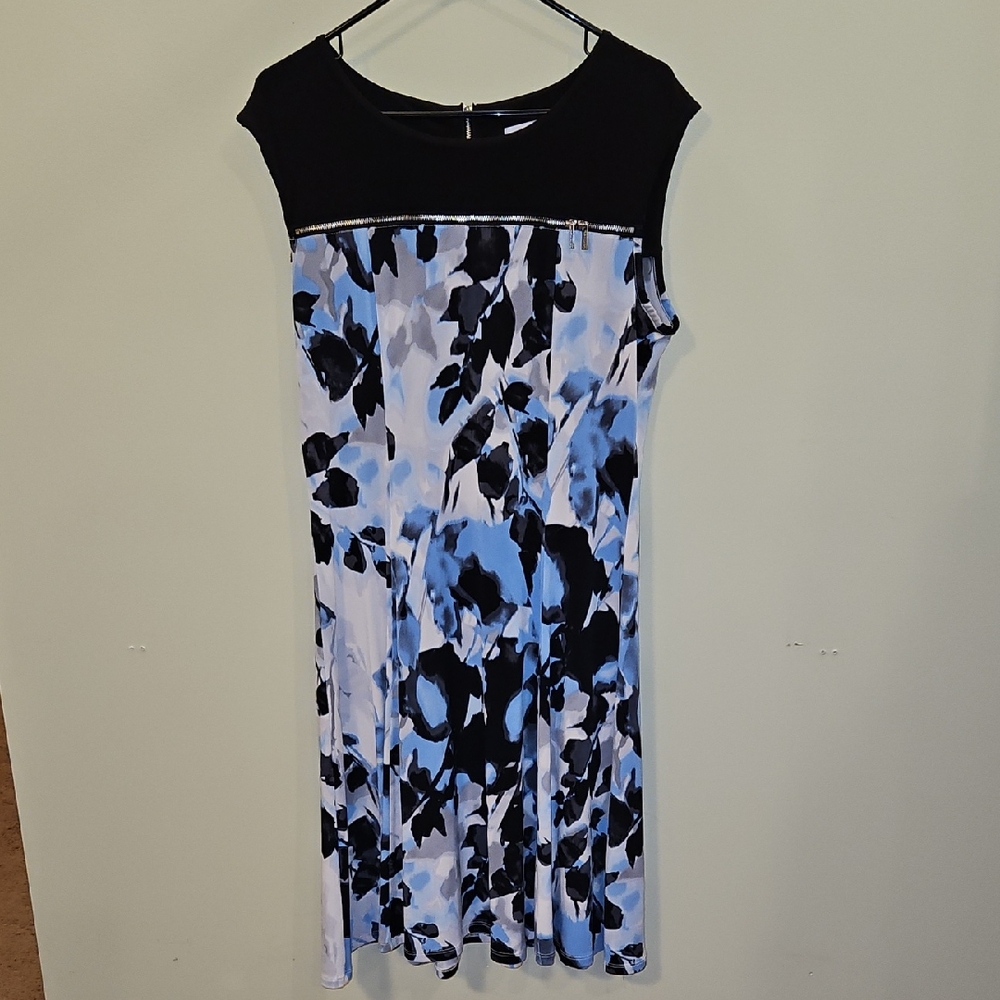 Calvin Klein Black and Blue Floral Dress